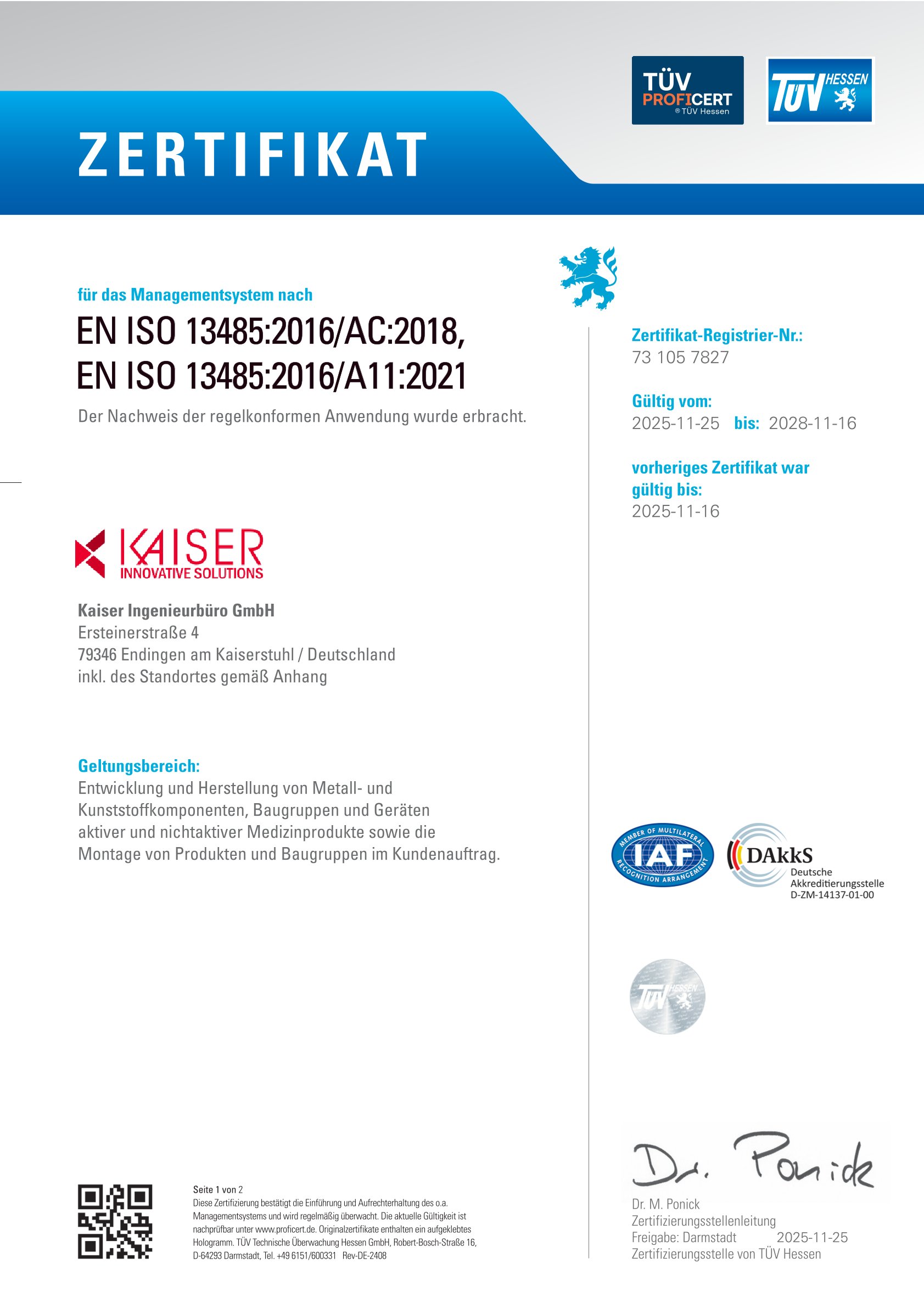 de zertifikat iso 13485 2016